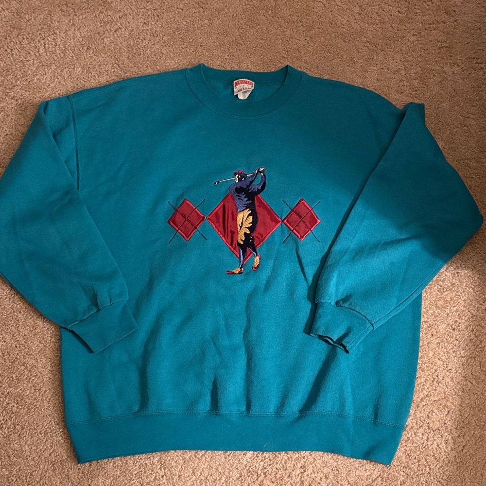 Vibrant Teal Men's Crewneck Sweater